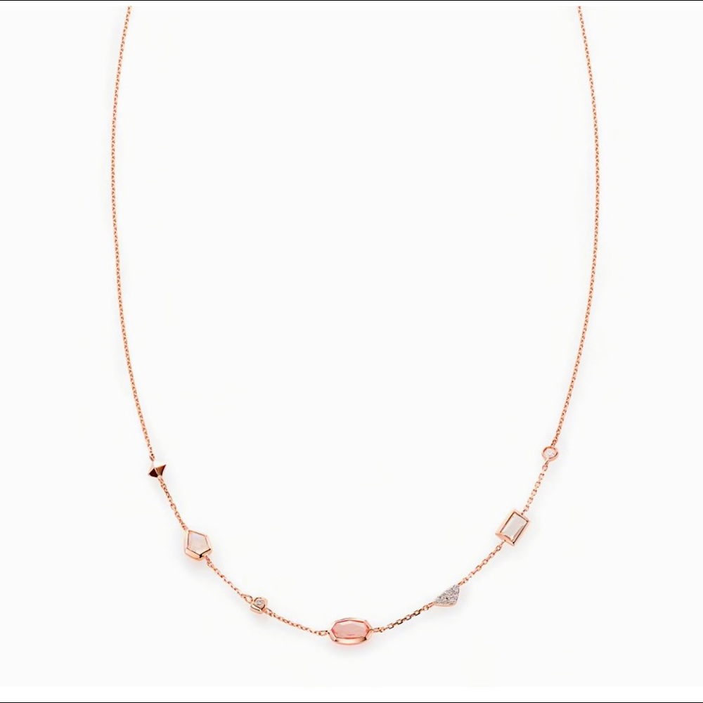 Alina Choker Necklace In Neutral Gemstone Mix And 14k Rose Gold